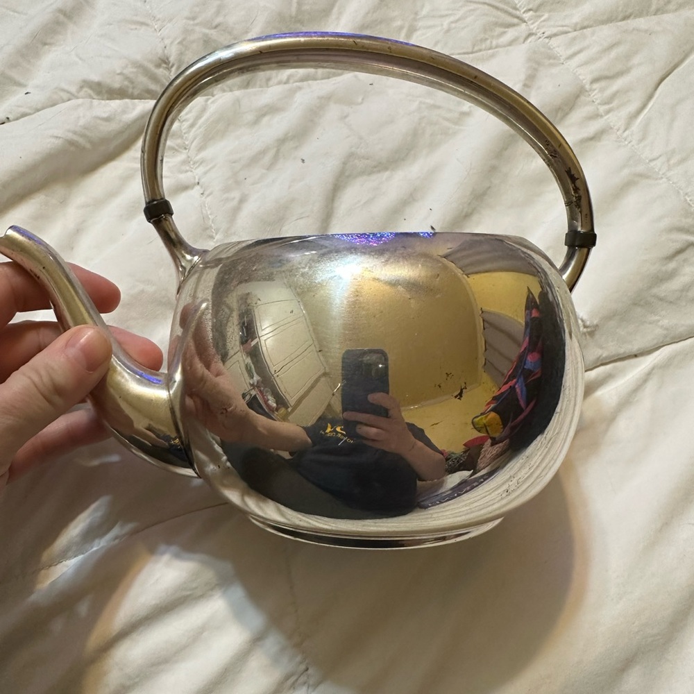 Academy Silver on Copper: Teapot, Creamer and Sugar Dish